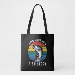 Tote Bag Pêche Même Jésus Avait Poisson Histoire Basse Pois