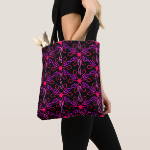 Tote Bag Pêche rose et Motif de poisson pourpre