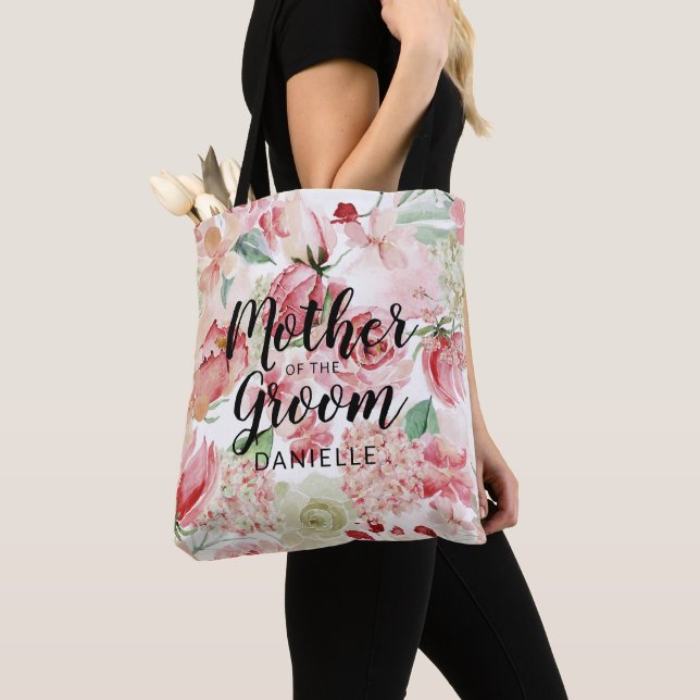 Tote Bag Pêcher Floral Mère de la chambre Monogrammé (De près)