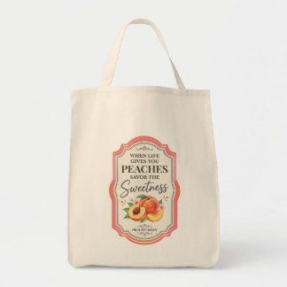 Tote Bag Pêches Vintage Fruits la Douceur Citation