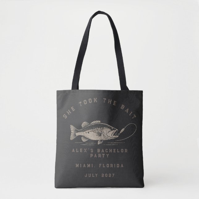 Tote Bag Pêcheur Drôle Party de Bachelor de Pêche Sur Mesur (Devant)
