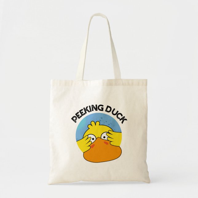 Tote Bag Peeking Canard Funny Animal Chinois Plat Pun (Devant)