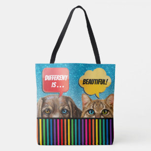 Tote Bag Peeking Cat and Dog Fourre-tout - Voir retour!