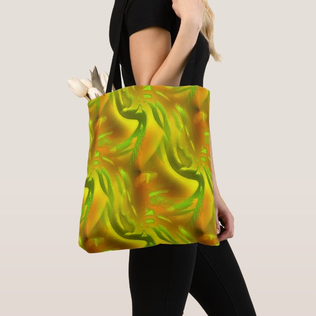 Tote Bag Peel vert orange numérique sur texture rugueuse ja (De près)