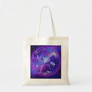 Tote Bag Pégase Violet | Cheval ailé néon Art Galactique