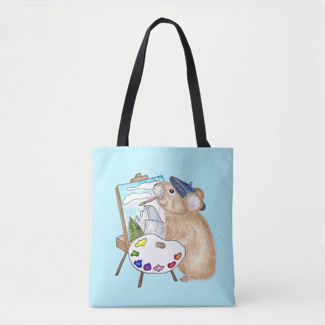 Tote Bag Peintre d'air Plein Pika Artist Critter (Devant)