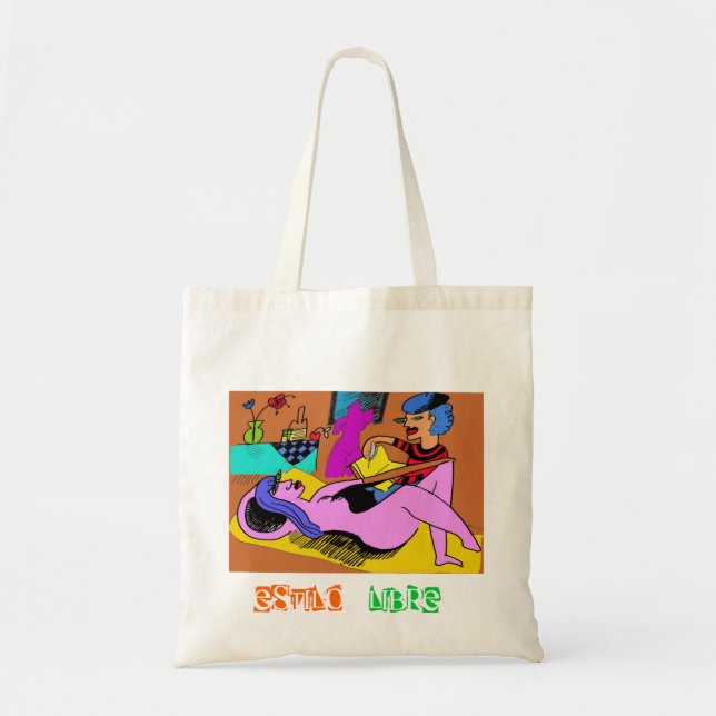 Tote Bag Peintre en dessinant modèle (Devant)