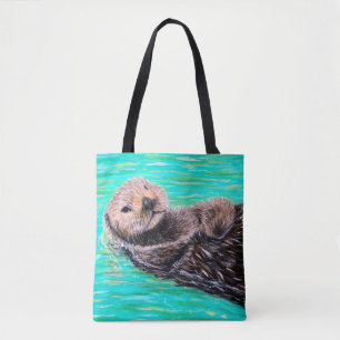 Tote Bag Peinture à la loutres de mer