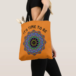 Tote Bag Peinture à la main Mandala Horloge Face 24
