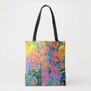 Tote Bag Peinture à l'aquarelle de fleurs d'orchidées multi