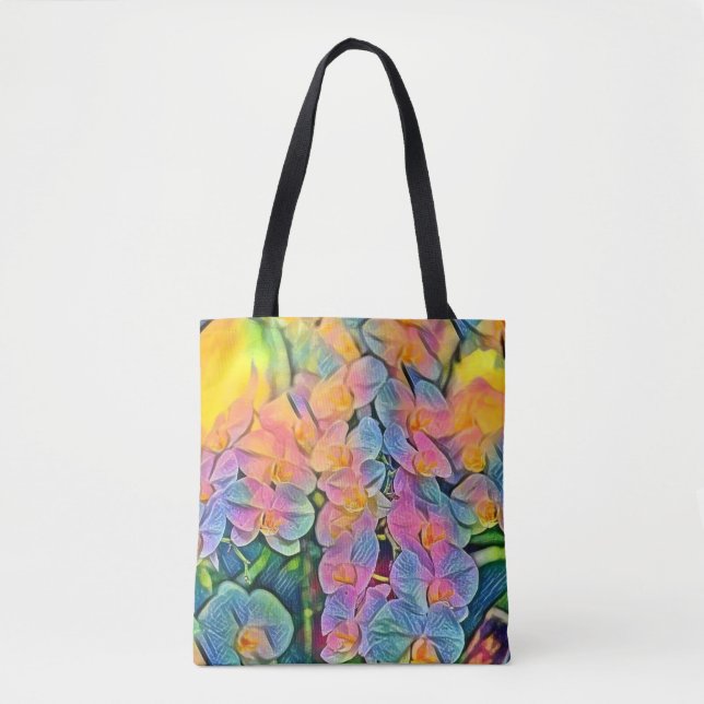 Tote Bag Peinture à l'aquarelle de fleurs d'orchidées multi (Devant)