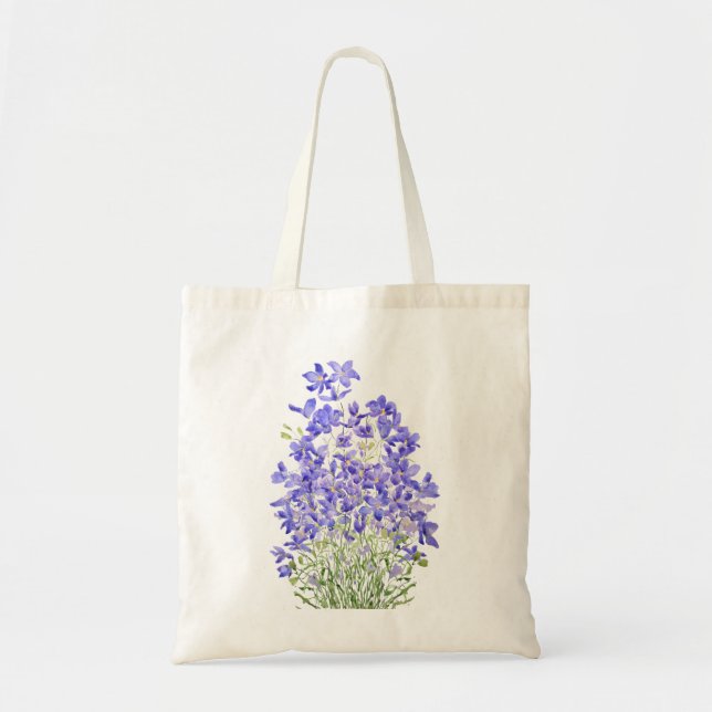 Tote Bag peinture à l'aquarelle de fleurs sauvages violette (Devant)