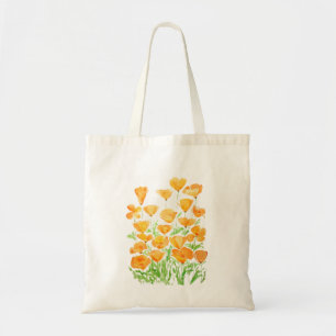 Tote Bag peinture à l'aquarelle orange du pavot de Califor