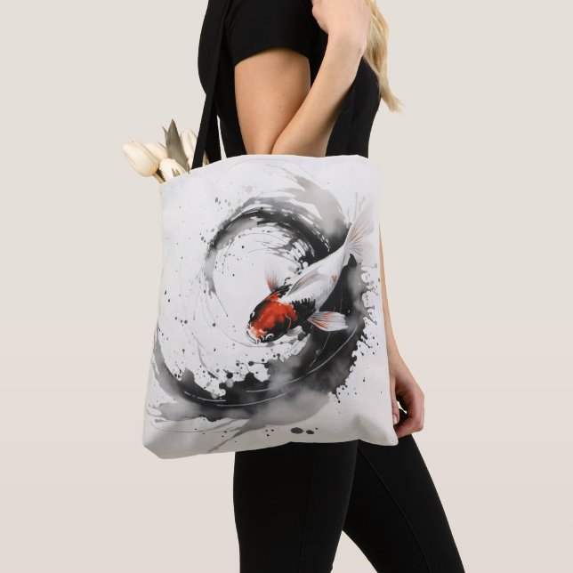 Tote Bag Peinture à l'encre de carpe koï (De près)
