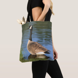 Tote Bag Peinture à l'huile d'oie du Canada dans l'eau 