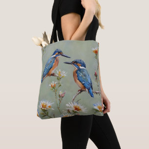 Tote Bag Peinture à l'huile d'oiseaux martins-pêcheurs aust