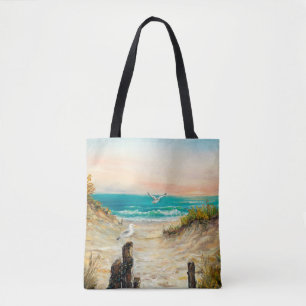 Tote Bag peinture à l'huile sur les dunes de plage de l'oc