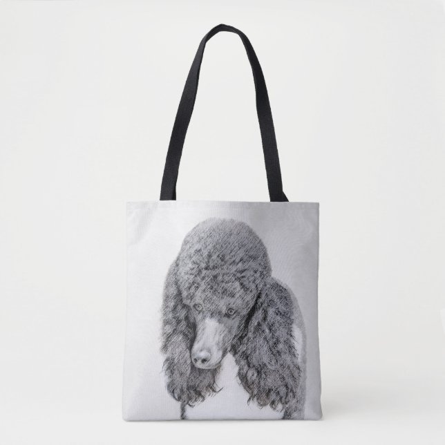 Tote Bag Peinture à paille noire standard - Art du chien (Devant)
