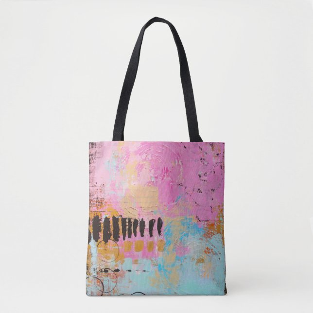 TOTE BAG PEINTURE ABSTRAITE BLANCHE ET ROUGE (Devant)