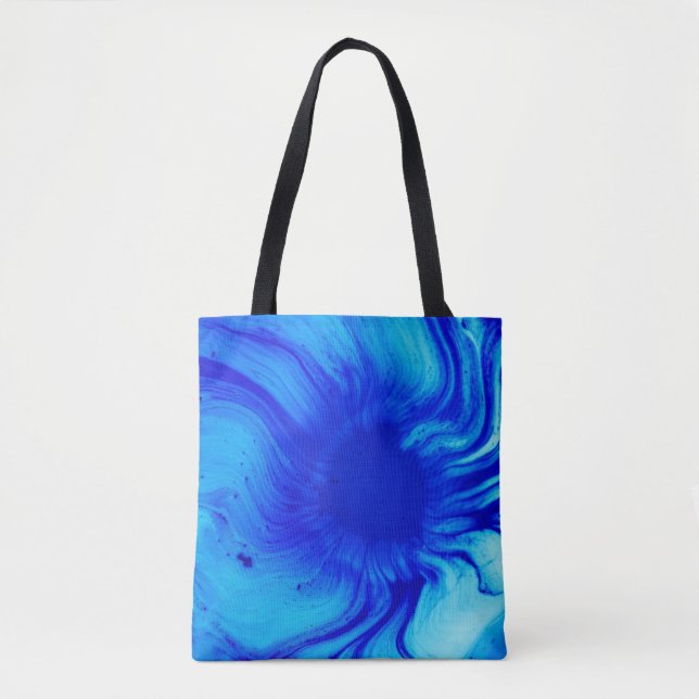 Tote Bag Peinture abstraite bleue et turquoise (Devant)