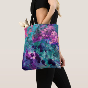 Tote Bag Peinture Abstraite Cosmique aux Couleurs d'Aquarel