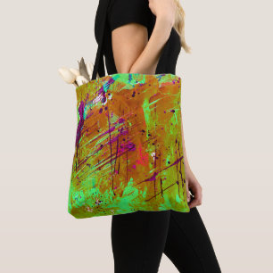 Tote Bag Peinture Abstraite couleur néon vert