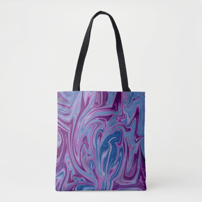 Tote Bag Peinture abstraite violette et bleue (Devant)