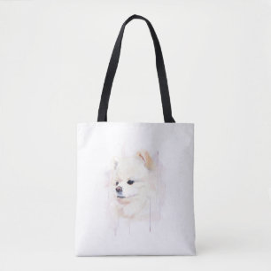 Tote Bag Peinture aquarelle de chien Poméranie Mignon