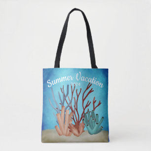 Tote Bag Peinture aquarelle de coraux marins