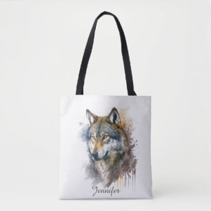 Tote Bag Peinture aquarelle Wolf