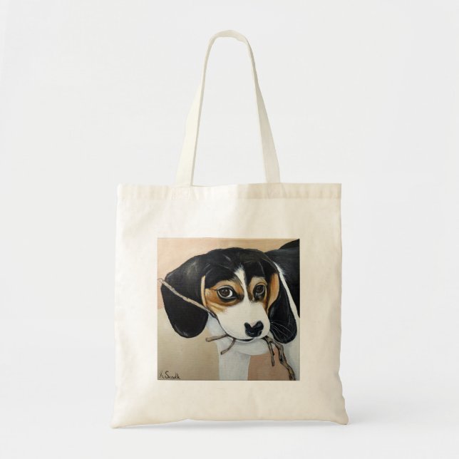 Tote Bag Peinture Beagle sur chiot (Devant)