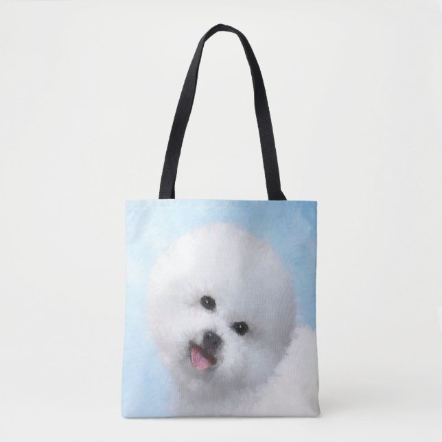 Tote Bag Peinture Bichon Frise - Cute Original Chien Art (Devant)