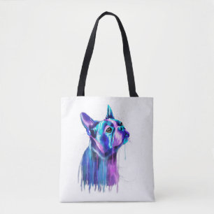 Tote Bag Peinture colorée Boston Terrier Dog Art Watercolor