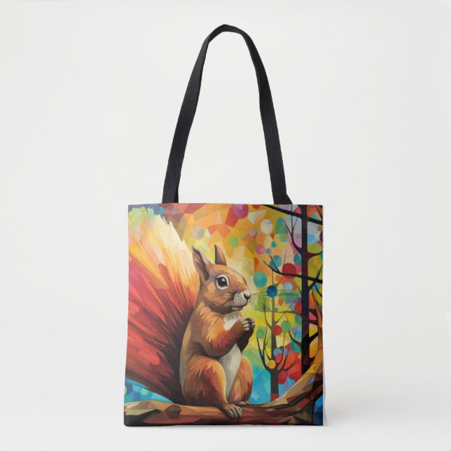 Tote Bag Peinture colorée de l'écureuil (Devant)