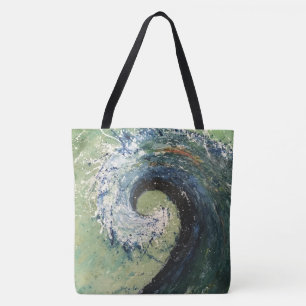 Tote Bag Peinture côtière de beaux-arts de vague de plage