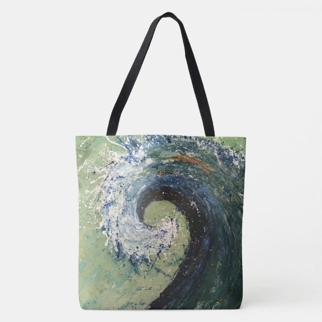 Tote Bag Peinture côtière de beaux-arts de vague de plage (Devant)