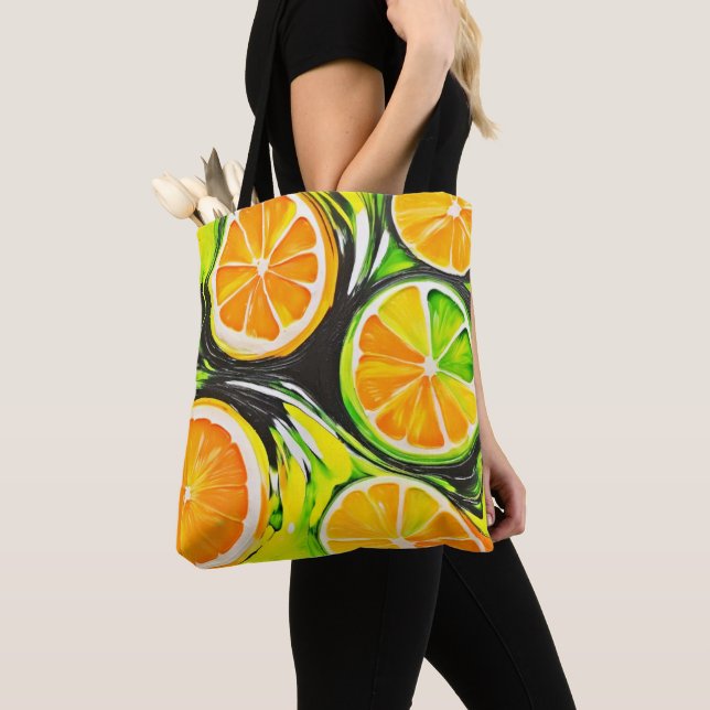 Tote Bag Peinture d'agrumes dynamique (De près)