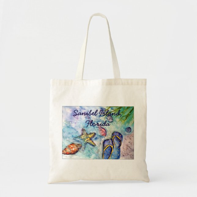 Tote Bag Peinture d'aquarelle de bascule électronique d'île (Devant)