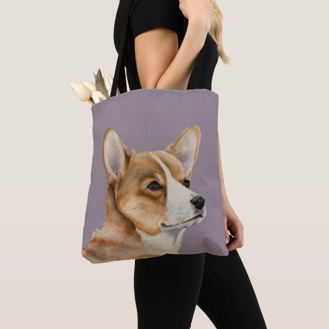 Tote Bag Peinture d'aquarelle de chien de corgi de Gallois (De près)