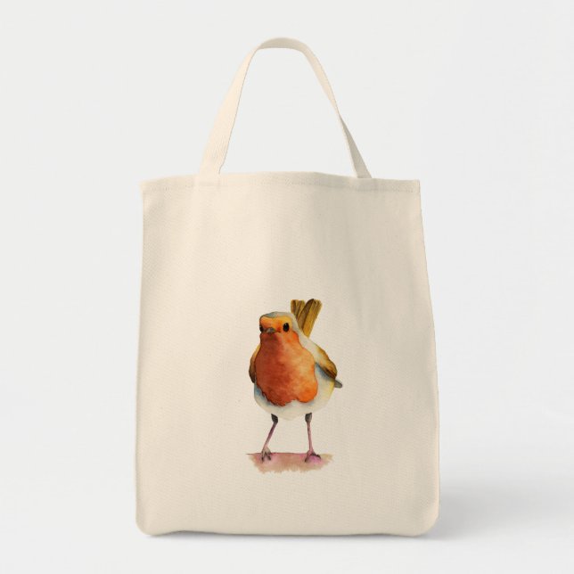Tote Bag Peinture d'aquarelle d'oiseau de Robin (Devant)