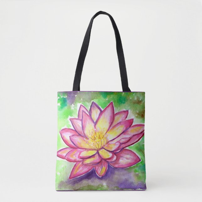 Tote Bag Peinture d'aquarelle rose Lily d'eau (Devant)