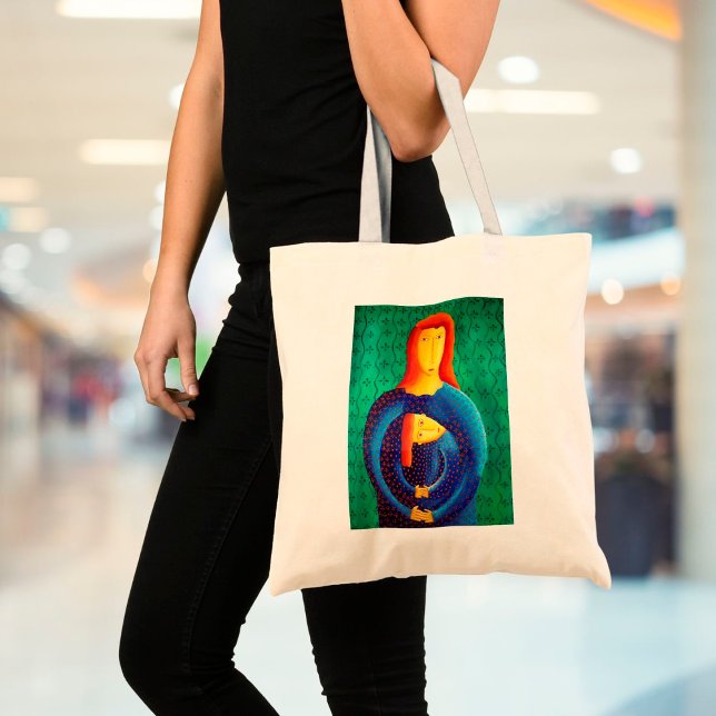 Tote Bag Peinture D'Art Contemporain Mère Et Fille (Créateur téléchargé)