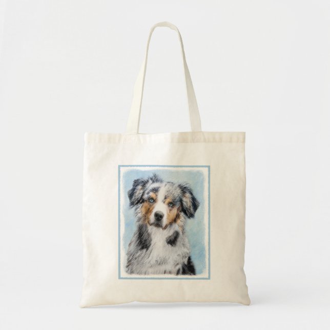 Tote Bag Peinture de berger américaine miniature - Chien Ar (Devant)