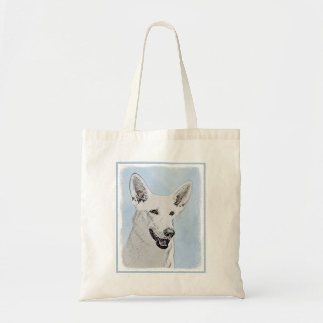 Tote Bag Peinture de berger blanc - jolie art original de c (Devant)