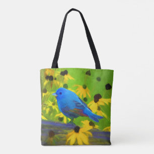 Tote Bag Peinture de Bunting Indigo - Art original pour ois