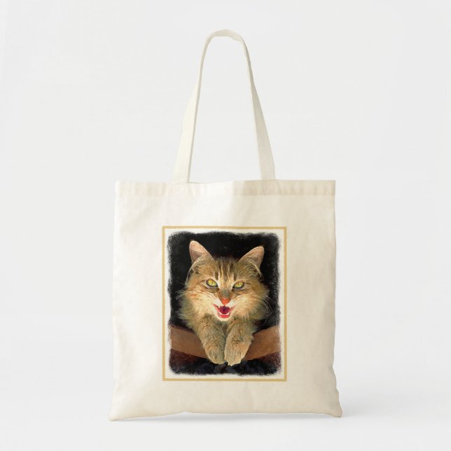 Tote Bag Peinture de chat Mad - Cute Original Cat Art (Devant)