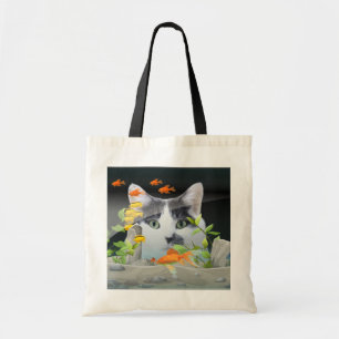 Tote Bag Peinture de chat personnalisée dans un réservoir