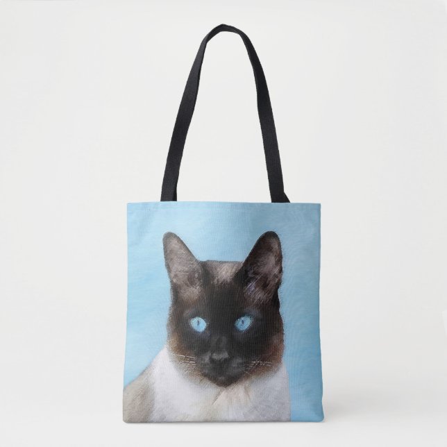 Tote Bag Peinture de chats de Siamese - Cute Original Cat A (Devant)