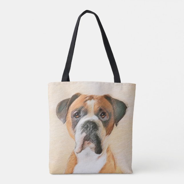 Tote Bag Peinture de chien Boxer originale non rognée Art a (Dos)