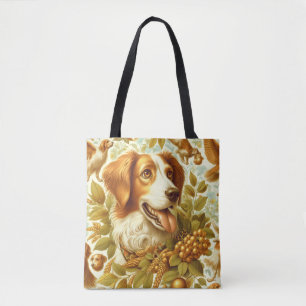 Tote Bag Peinture de chien breton vintage